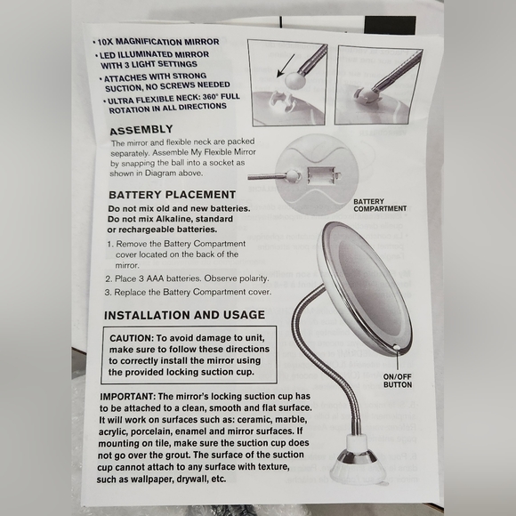 NIB NuBrilliance Flexible light up 10x mirror - Picture 5 of 5